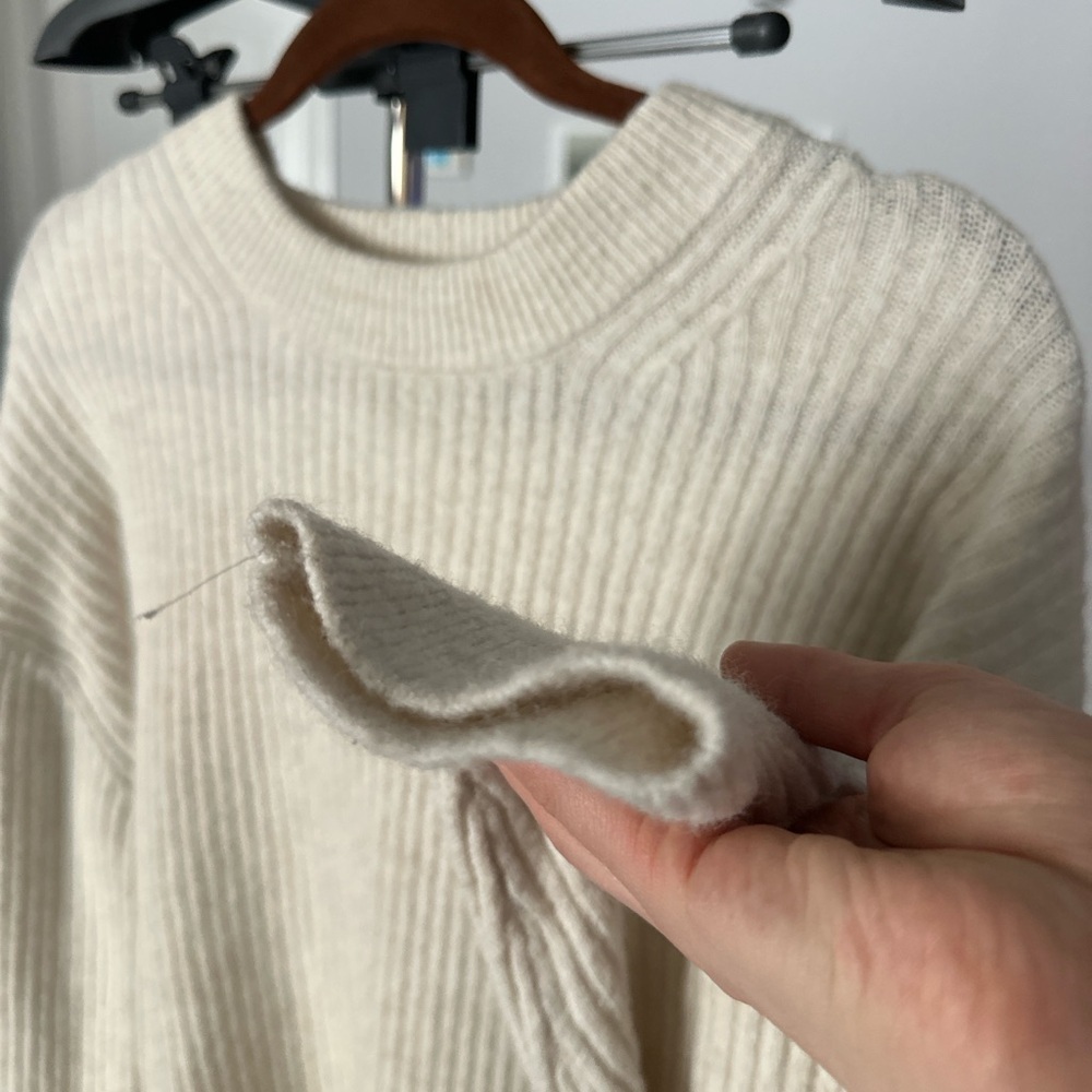 H&M Cream Ribbed Wool Blend Crew Neck Sweater | Classic | Basic | Winter - Picture 7 of 10